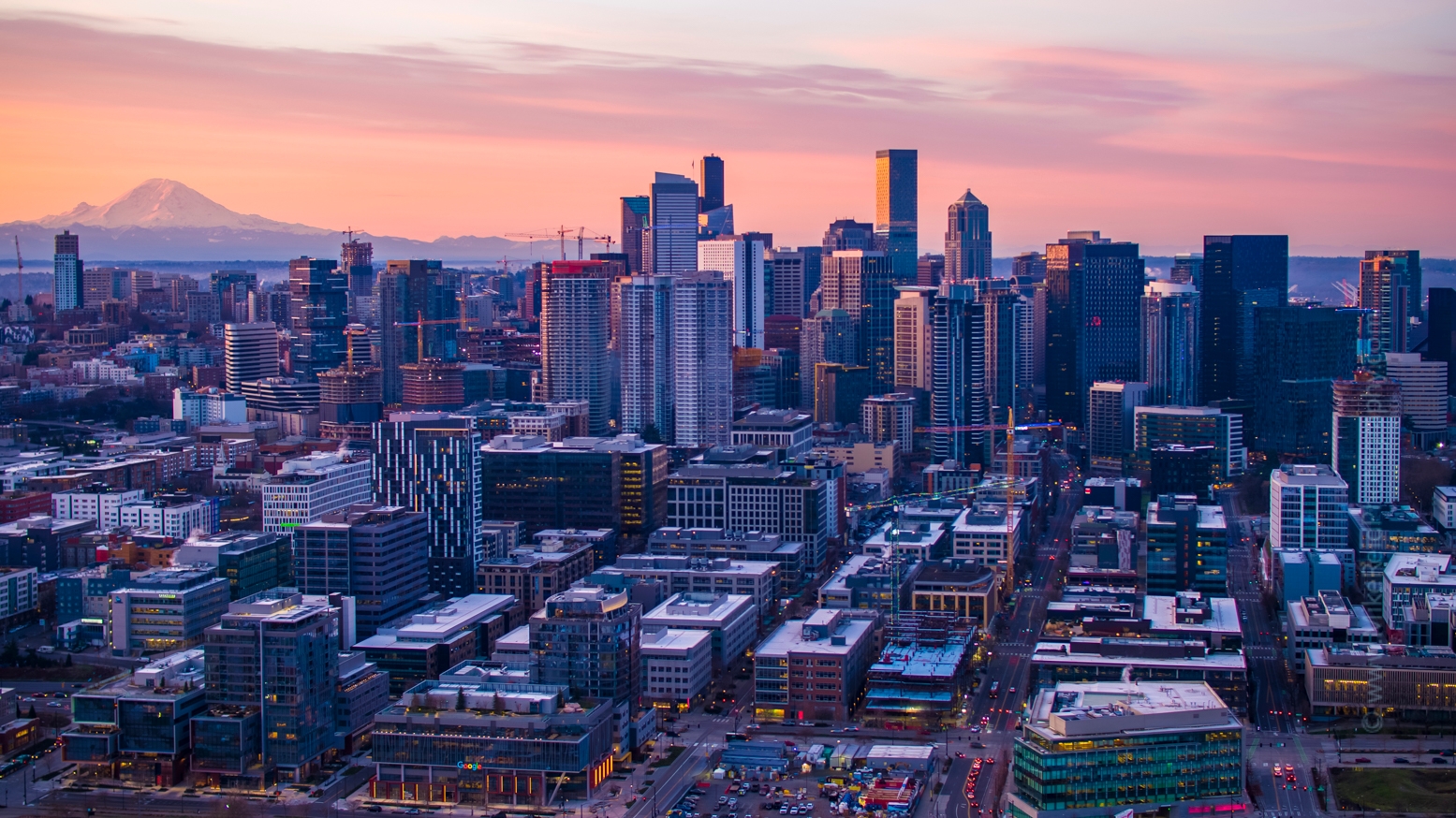 Seattle Aerial Photography South Lake Union Cityscape