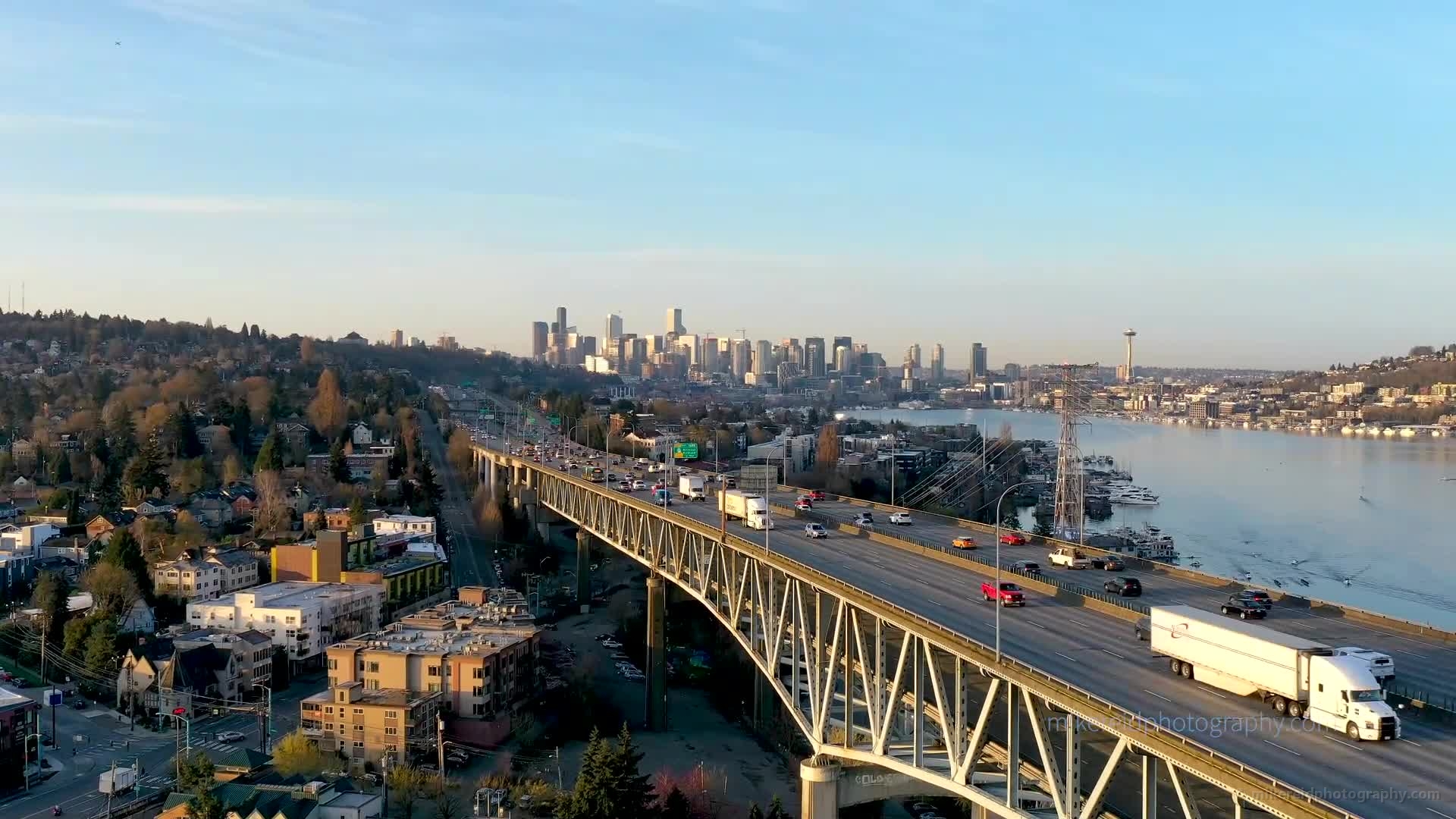 Seattle Aerial Photography Traffic Hyperlapse