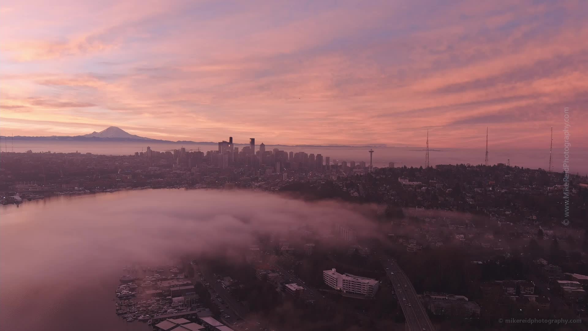 Seattle Sunrise Jan14 110 Aerial Video