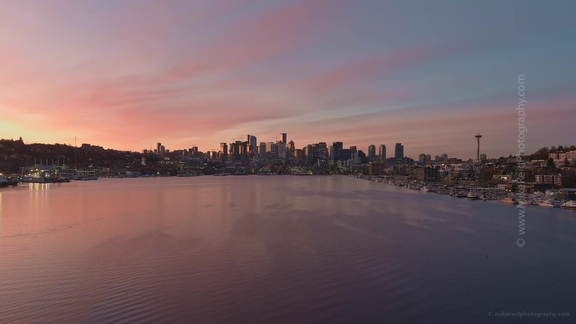 Seattle Sunrise Nov17  Aerial Drone Video