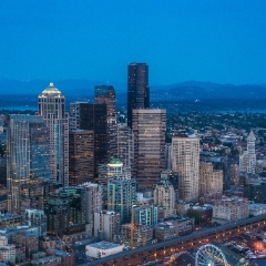 Aerial Downtown Seattle Details To order a print please email me at  Mike Reid Photography : seattle, sky view observatory, svo, zeiss lenses, columbia center, urban, sunrise, fog, sunset, puget sound, elliott bay, space needle, northwest, washington, rainier, aerial, a7r, alr2, seattle aerial photography, northwest aerial photography, university of washington, alki, seattle photography