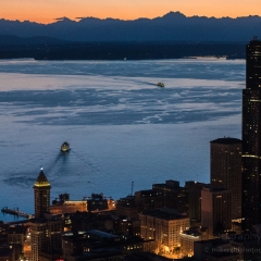 Aerial Dusk Seattle Puget Sound To order a print please email me at  Mike Reid Photography