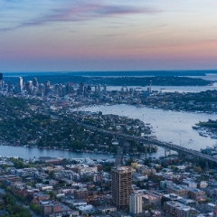 Aerial Seattle Expanse at Dusk To order a print please email me at  Mike Reid Photography : seattle, sky view observatory, svo, zeiss lenses, columbia center, urban, sunrise, fog, sunset, puget sound, elliott bay, space needle, northwest, washington, rainier, aerial, a7r, alr2, seattle aerial photography, northwest aerial photography, university of washington, alki, seattle photography