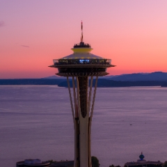 Aerial Seattle Space Needle Sunset Layers.jpg