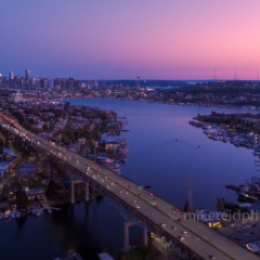 Aerial Seattle Sunset Bridges.jpg To order a print please email me at  Mike Reid Photography : aerial, dji, inspire 2, northwest, seattle, sunset, washington, washington state, x5s, x7