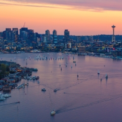 Aerial Seattle Sunset Sailboats on Lake Union.jpg