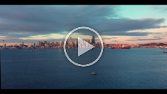 Aerial View of Elliott Bay with Tugs and Ferries and Downtown Seattle Drone Video.mp4