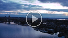 Over Lake Union View of Interstate 5 at Dawn Drone Video.mp4