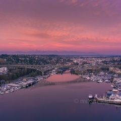 Over Seattle Aurora Bridge Ship Canal Sunrise.jpg