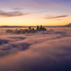 Over Seattle City Emerges from the Mist  #seattle #dronephotography #dronevideo #aerial #aerialphotography #aerialvideo #northwest #washingtonstate To order a print please email me at  Mike Reid Photography : space needle, space needle photography
