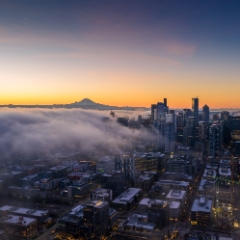Over Seattle Cityscape Sunrise Fog Motion Aerial Photography  #seattle #dronephotography #dronevideo #aerial #aerialphotography #aerialvideo #northwest #washingtonstate To order a print please email me at  Mike Reid Photography : seattle, sky view observatory, svo, zeiss lenses, columbia center, urban, sunrise, fog, sunset, puget sound, elliott bay, space needle, northwest, washington, rainier, aerial, a7r, alr2, seattle aerial photography, northwest aerial photography, university of washington, alki, seattle photography