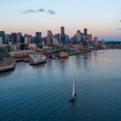 Over Seattle Evening Sailboat  #seattle #dronephotography #dronevideo #aerial #aerialphotography #aerialvideo #northwest #washingtonstate To order a print please email me at  Mike Reid Photography : seattle, sky view observatory, svo, zeiss lenses, columbia center, urban, sunrise, fog, sunset, puget sound, elliott bay, space needle, northwest, washington, rainier, aerial, a7r, seattle aerial photography, northwest aerial photography, university of washington, alki, seattle photography