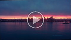 Over Seattle Fiery Sunrise Aerial Drone Video.mp4