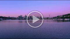 Over Seattle Lake Union  Cityscape Reflection Sunrise Aerial Video.mp4