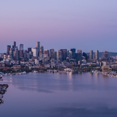 Over Seattle Lake Union and Gasworks Pano Sunrise Aerial Photography.jpg