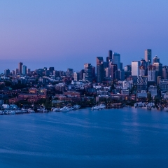 Over Seattle Lake Union and Gasworks Sunrise Panorama Aerial Photography.jpg