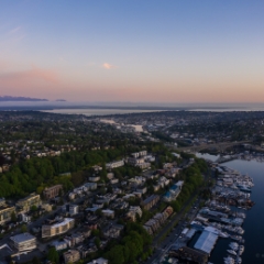 Over Seattle Queen Anne and Ballard Aerial Drone Sunrise.jpg