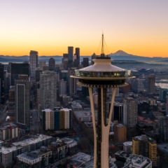 Over Seattle Space Needle Closeup at Sunrise  #seattle #dronephotography #dronevideo #aerial #aerialphotography #aerialvideo #northwest #washingtonstate To order a print please email me at  Mike Reid Photography : seattle, sky view observatory, svo, zeiss lenses, columbia center, urban, sunrise, fog, sunset, puget sound, elliott bay, space needle, northwest, washington, rainier, aerial, a7r, alr2, seattle aerial photography, northwest aerial photography, university of washington, alki, seattle photography, lake union, gasworks, queen anne