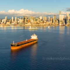 Over Seattle and Elliott Bay Shipping.jpg To order a print please email me at  Mike Reid Photography : seattle, sky view observatory, svo, zeiss lenses, columbia center, urban, sunrise, fog, sunset, puget sound, elliott bay, space needle, northwest, washington, rainier, aerial, a7r, seattle aerial photography, northwest aerial photography, university of washington, alki, seattle photography