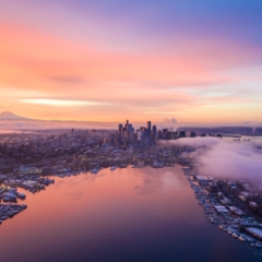 Over Seattle and Lake Union Sunrise Fog.jpg
