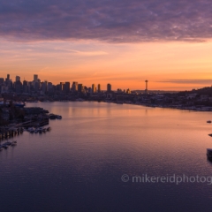 Over Seattle and Lake Union Sunset Houseboats.jpg