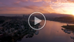 Over Seattle and Lake Union Sunset Reflection Video.mp4