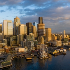 Seattle Aerial Photography City at Dusk Panorama.jpg
