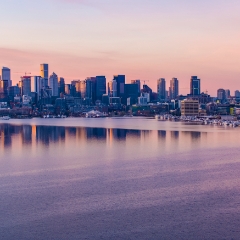 Seattle Aerial Photography Cityscape Sunrise Reflection.jpg