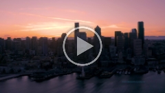 Seattle Aerial Photography Downtown Sunrise Closeup Video.mp4