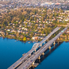 Seattle Aerial Photography Interstate 90 Bridge  #seattle #dronephotography #dronevideo #aerial #aerialphotography #aerialvideo #northwest #washingtonstate To order a print please email me at  Mike Reid Photography : seattle, sky view observatory, svo, zeiss lenses, columbia center, urban, sunrise, fog, sunset, puget sound, elliott bay, space needle, northwest, washington, rainier, aerial, a7r, seattle aerial photography, northwest aerial photography, university of washington, alki, seattle photography
