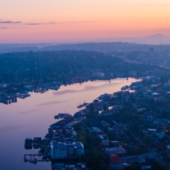 Seattle Aerial Photography Lake Union Sunrise to Mount Baker.jpg