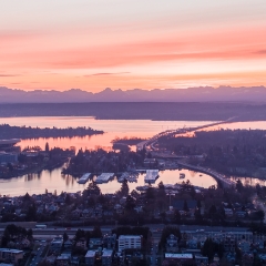 Seattle Aerial Photography Montlake Sunrise to Bellevue.jpg