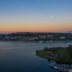 Seattle Aerial Photography Moonset over Queen Anne Hill.jpg