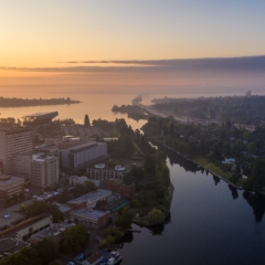 Seattle Aerial Photography UW and Montlake Sunrise  #seattle #dronephotography #dronevideo #aerial #aerialphotography #aerialvideo #northwest #washingtonstate To order a print please email me at  Mike Reid Photography : seattle, sky view observatory, svo, zeiss lenses, columbia center, urban, sunrise, fog, sunset, puget sound, elliott bay, space needle, northwest, washington, rainier, aerial, a7r, seattle aerial photography, northwest aerial photography, university of washington, alki, seattle photography