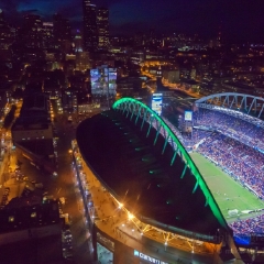 Seattle Aerial Sounders Night Game.jpg To order a print please email me at  Mike Reid Photography : seattle, sky view observatory, svo, zeiss lenses, columbia center, urban, sunrise, fog, sunset, puget sound, elliott bay, space needle, northwest, washington, rainier