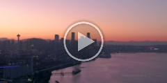 Seattle Dawn Along the Waterfront Aerial Video.mp4