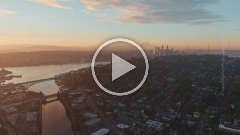 Seattle Golden Sunrise Light Aerial Video 0074.mp4