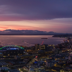 Seattle Northwest Dawn Panorama.jpg To order a print please email me at  Mike Reid Photography : seattle, sky view observatory, svo, zeiss lenses, columbia center, urban, sunrise, fog, sunset, puget sound, elliott bay, space needle, northwest, washington, rainier, aerial, a7r, seattle aerial photography, northwest aerial photography, university of washington, alki, seattle photography, rizal, panorama, autel evo drone, autel evo pro 2 drone