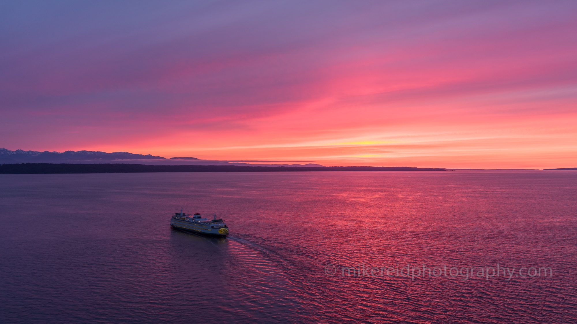 Aerial Edmonds Sunset Aerial Photography Ferry to Whidbey Island