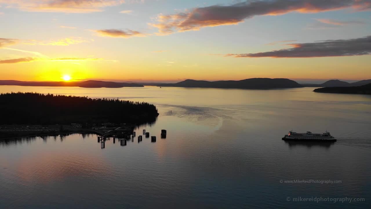 Northwest Aerial Photography Anacortes Ferry Dock Sunset
