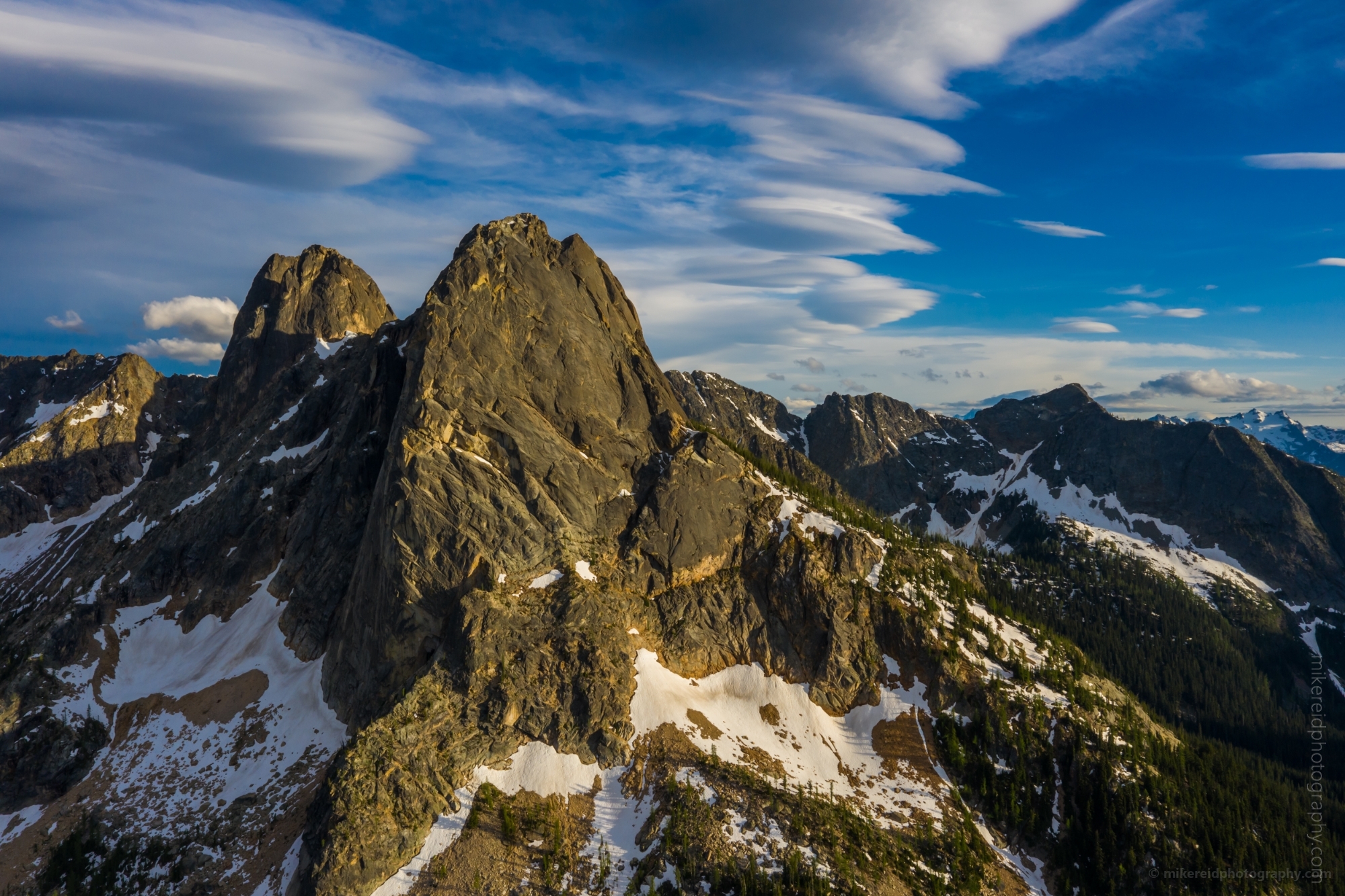 Northwest Aerial Photography North Cascades Liberty Bell Lenticular Clouds