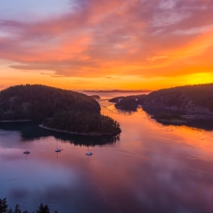 Northwest Aerial Photography Whidbey Island Deception Pass Sunset To order a print please email me at  Mike Reid Photography