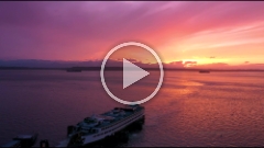 Over Edmonds Ferry Docking at Sunset Drone Video.mp4