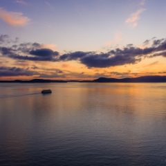 Over San Juan Islands Anacortes Ferry Heading West  Sunset Aerial Photography.jpg
