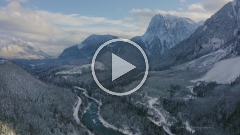 Over the Skykomish River Snowy Drone Video.mp4