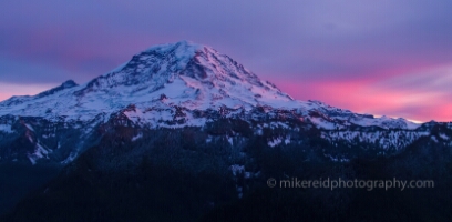 Mount Rainier Aerial Photography Carbon River Sunset Skies Magenta Mount Rainier Aerial Photography Carbon River Sunset Skies Magenta