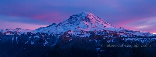Mount Rainier Aerial Photography Carbon River Sunset Skies Panorama Mount Rainier Aerial Photography Carbon River Sunset Skies Panorama