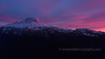 Mount Rainier Aerial Photography Carbon River Sunset Skies Mount Rainier Aerial Photography Carbon River Sunset Skies