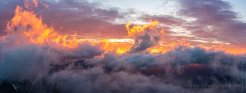 Mount Rainier Fremont Lookout Fiery Clouds Motion Panorama.jpg