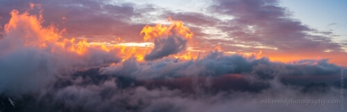Mount Rainier Fremont Lookout Fiery Clouds Panorama.jpg